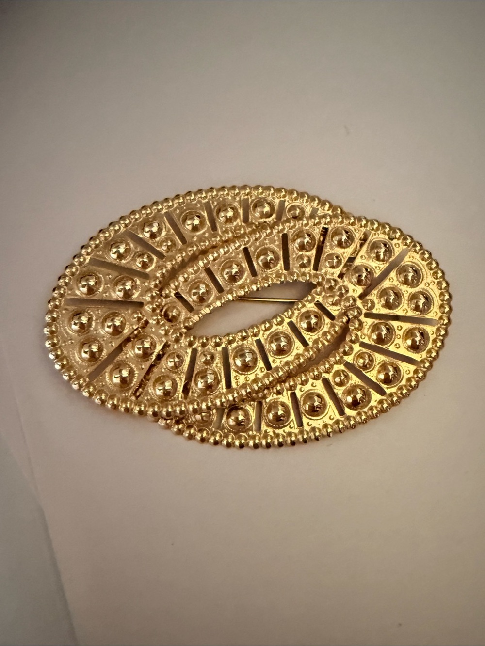 Vintage Gold Tone Oversized Statement Brooch 5” Ornate Openwork Pin